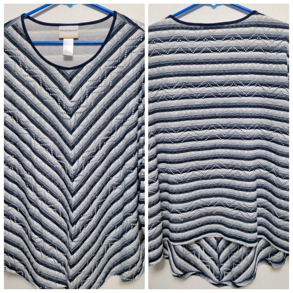 Alfred Dunner 1X Blouse/Shirt Oversized Asymmetrical Chevron 24" Pit To Pit Long